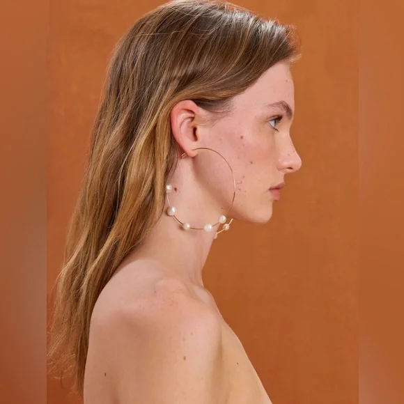 🌺🎉HP🎉🌺 NWT Cult Gaia Nubia XL Baroque Pearl Earrings - Picture 10 of 16